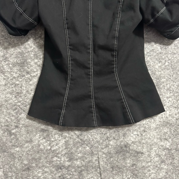 Betsey Johnson Jacket Top Peplum Black 2 Short Sleeves Buttons Retro Classic - Picture 10 of 12